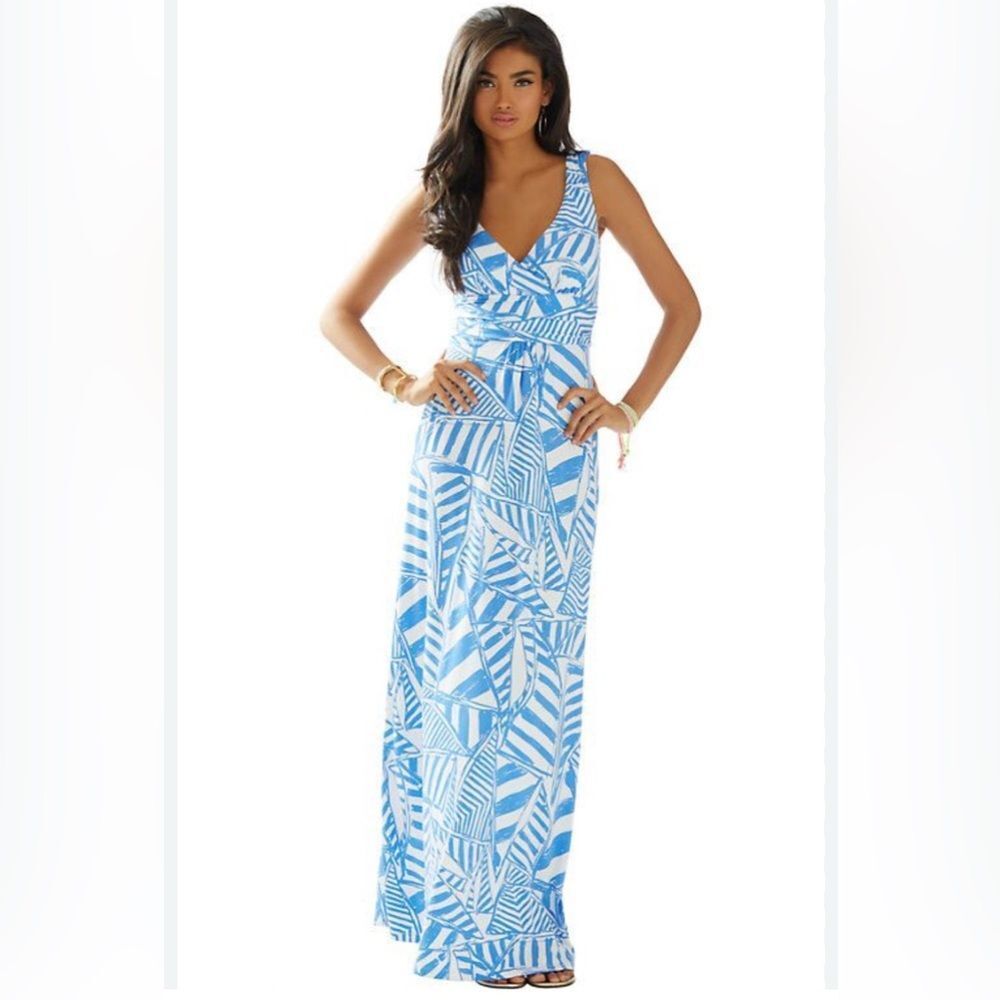 Lilly Pulitzer Blue and White Maxi Dress